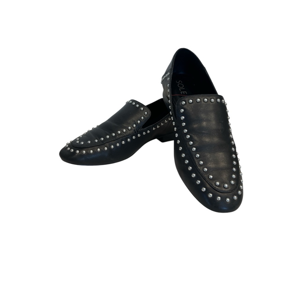 Women’s Sold Society Black Studded Loafers, size 7.5 M